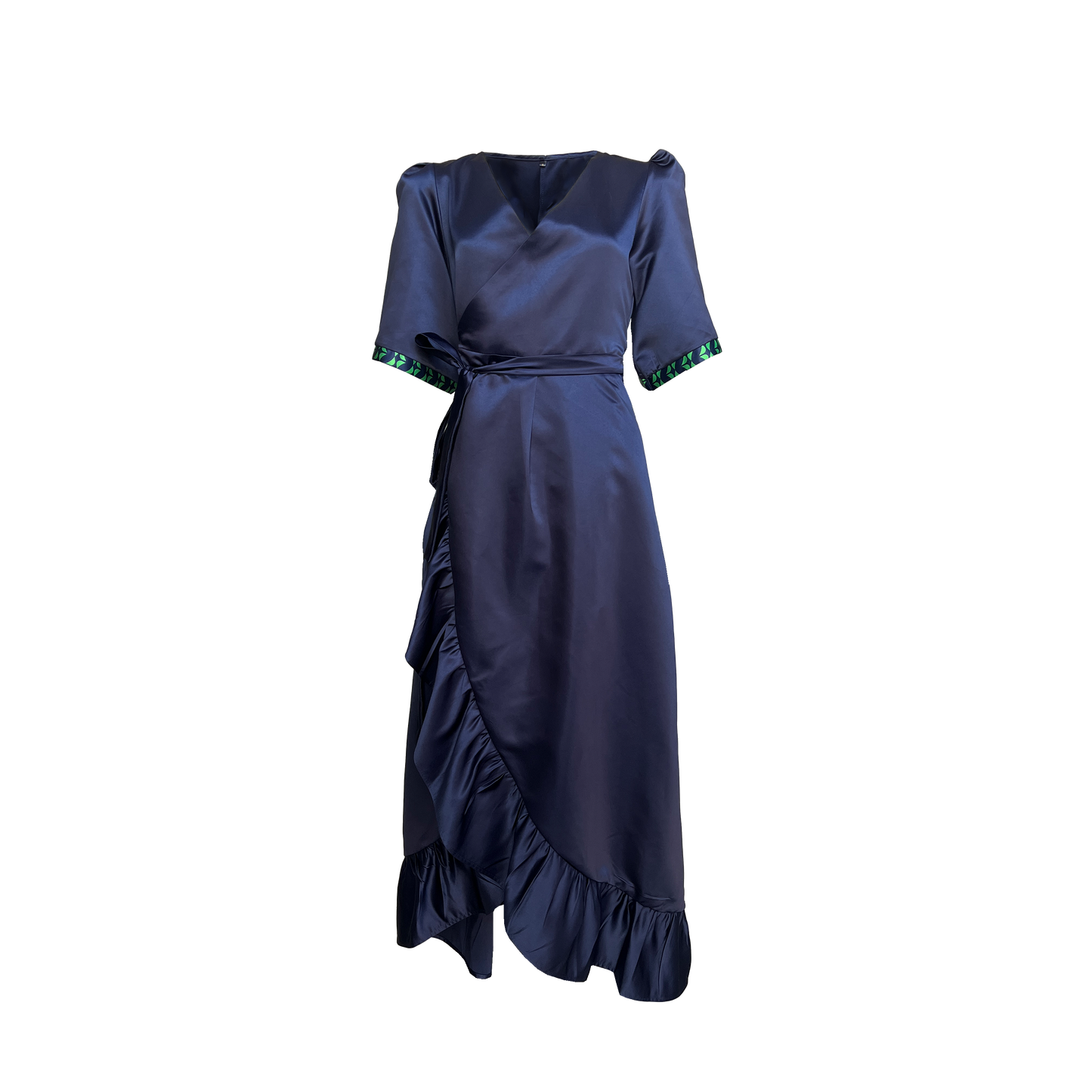 Navy Frill Wrap Dress