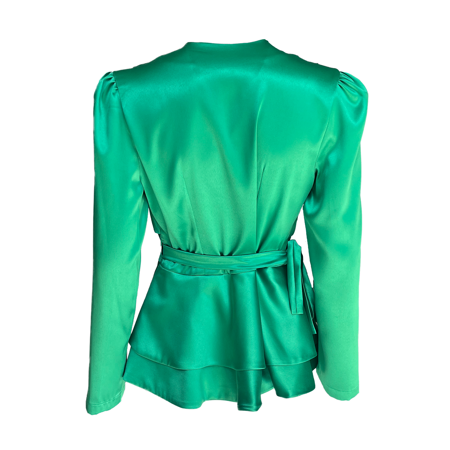 Green Peplum Wrap Blouse