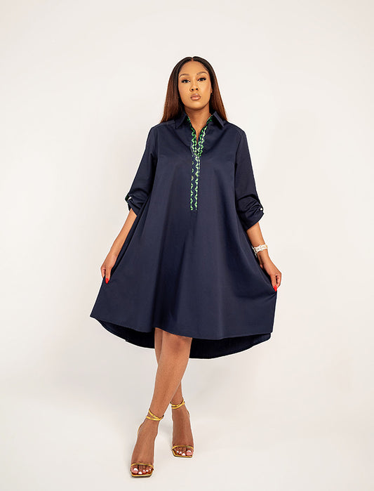 Navy Shirtdress Dress